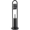 MSV Set WC 2 in 1 MSV con porta scopino e contenitore interno rimovibile, modello Abby, scopino e porta carta igienica, portaoggetti WC indipendente, nero