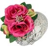 Flair Flower Decorazione per sepoltura con rose artificiali su cuore, decorazione per sepoltura, decorazione per cimitero, decorazione per tutti i sacri, fiori artificiali, decorazione per sepoltura