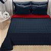 PETTI Artigiani Italiani - Trapuntino Singolo, Trapuntino Leggero Double Face, Copriletto Trapuntato, Trapunta Leggera Estiva, Blu Bordeaux