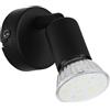 Eglo Led lampada da parete Buzz-Led, lampada da soffitto, metallo, lampada da soggiorno, lampada da sala in nero, spot con presa GU10