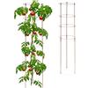 Relaxdays Set da 2 Sostegni Circolari per Pomodori, Piante Rampicanti, Cetrioli, Alti 120 cm, 4 Anelli, Metallo, Marrone, Ferro