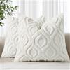 decorUhome Set di 2 federe decorative natalizie, in morbida lana sintetica, per la casa, 60 x 60 cm, beige crema
