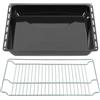 ICQN Set Teglia Smaltata Profonda per Forno 46,5x37,5x6 cm + Griglia, Compatibile con Siemens e Bosch