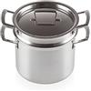 LE CREUSET Casseruola Alta Classic con Coperchio e scolapasta in Acciaio Inox, Diameter 20 cm, Volume 6.0L, Compatibile con Tutte Le Fonti di Calore (Induzione Inclusa), 96200520001000