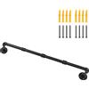 Ihomepark Appendiabiti per tubi industriali, appendiabiti da parete a soffitto, 100 cm, barra appendiabiti in ferro nero, asta in metallo resistente per esposizione al dettaglio armadio e lavanderia