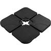 Yaheetech Base per Ombrellone Set 4 Pezzi in HDPE Riempibile con Sabbia o Acqua 60L 103,5 x 103,5 x 7,5 cm Esterno Veranda Terrazza Piscina Spiaggia Patio Nero