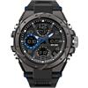 RORIOS Orologio sportivo da uomo, digitale, impermeabile, digitale, militare, orologio con sveglia, quadrante grande, quadrante blu, cinturino