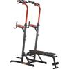 HOMCOM Power Tower Pieghevole e Multiuso per Allenamento in Acciaio con Barra Trazioni e Sedia Romana, 108x178x202-238cm