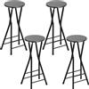 HOMCOM Set 4 Sgabelli Bar Pieghevoli con Doppio Poggiapiedi, in Legno e Acciaio, 34x30x70 cm, Nero | Aosom Italy