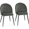 HOMCOM Set 2 Sedie da Pranzo Imbottite con Schienale a Conchiglia in Velluto, 52x55x79 cm, Grigio | Aosom Italy