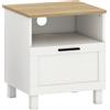 HOMCOM Comodino Moderno Minimal con Cassetto e Ripiano Aperto, in Legno, 45x38x50 cm, Bianco e color Legno | Aosom Italy