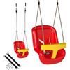 AIYAPLAY Altalena per Bambini 9-36 mesi Regolabile con Corde e Moschettoni, in PE, 28x36x180 cm, Rossa e Gialla | Aosom Italy
