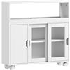 HOMCOM Mobile Bagno con Ruote, Ripiano Regolabile, Porta Scorrevole in Vetro Temperato, Bianco | Aosom Italy