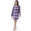 Wrangler Mid-Length Flannel Sleep Shirtdress Camicia da Notte, Plaid Viola Ombre, M Donna