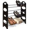 Avilia Scaffale Portascarpe con 4 Ripiani per 12 Paia di Scarpe - Scarpiera per Camera e Corridoio, in Metallo e Plastica, 64x58x20cm, Nero