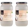 FOODIN Olio di Cocco Biologico Vergine - 100% Naturale e Puro, Ideale per Cucina, Frittura, Pasticceria e Cura di Pelle e Capelli, Spremuto a Freddo (1000 ml, Confezione da 2)