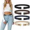 LEACOOLKEY 4 pezzi senza fibbia cintura elastica elastica per donna invisibile regolabile senza fibbia cintura per jeans pantaloni, C-nero+caffè+blu+kaki, S-M:46cm(Für Hosengrößen 56cm-87cm)