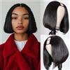 Zealady Parrucca Donna Capelli Veri Umani Parrucche Donna Bob Nero Corta U Part Wig Human Hair Wig 10 pollici 25cm
