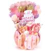 Sinbana Biglietto di Auguri Pop-Up per La Mamma, Palloncini 3D Multicolori Fuochi d'Artificio Bicchiere Vino Scatola Regalo Biglietto di Auguri Pop-Up Buon Compleanno con Busta per Mamma Nonna Donna