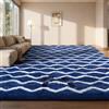 Sour Lemon Tappeto Salotto Pelo Lungo a Righe, Tappeto Camera da Letto Antiscivolo Lavabile, Grande Tappeto Shaggy Morbido Moderno per Soggiorno e Cameretta Bambini, Blu navy e bianco, 160x230 cm