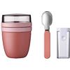 Mepal - Set di cucchiai pieghevoli con contenitore per il pranzo Ellipse - Pratico bicchiere per yogurt e cereali - Suddivisione per yogurt e cereali - Adatto per congelatore, microonde e
