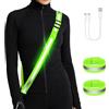 Adiwo Tracolla LED Riflettente di Sicurezza, 360° Visibile Luce Notturna, Bretelle Catarifrangenti Alta visibilità, Regolabile, Carica USB Lampada Corsa Passeggiate Ciclismo Jogging (Verde)