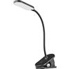 Eglo Raizal - Lampada a LED con clip a batteria, per letto, lampada da comodino a clip, dimmerabile in gradini, lampada da lettura a clip, in plastica nera, bianco freddo