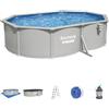 Bestway Set piscina Hydrium grigio chiaro - 500x366x122 cm