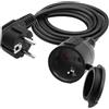 LANMINGLEL Cavo di prolunga Schuko corto, cavo di prolunga AC, cavo corto per outdoor, 3 x 1,5 mm², 16 A, 250 V, IP44, per casa, ufficio (nero, 90 gradi, 3 m)