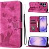 LSPCASA Cover per Samsung Galaxy S26 Ultra Custodia Cover Premium Pelle PU Portafoglio a Libro Flip Case Con Slot Per Schede e Funzione Supporto Gatto farfalla Custodia per Galaxy S26 Ultra Rosa