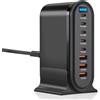 Strixorn 600W Caricatore USB C Multiplo, 8 Porte GaN Caricatore Rapido QC+PD, PPS QC Alimentatore USB C Stazione di Ricarica Multipresa per Laptop Phone etc