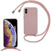 Beajew Custodia per iPhone XS Max Cover con Regolabile Rimovibile Corda da Catena Collana Necklace Antiurto Cordino Collari per iPhone XS Max, Rosa Sabbia