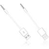CERRXIAN Cavo USB Cerrxian, da 3,5 mm, lunghezza di 10,5 cm, cavo USB 2-in-1 di ricarica e sincronizzazione dati per Apple iPod Shuffle di 3a, 4a, 5a, 6a e 7a generazione (confezione da 2 pack-bianco)