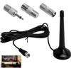 HENGBIRD antenna tv portatile DAB/FM con 3 adattatori, antenna tv interna amplificata potente DAB ad alte prestazioni per impianti stereo, compatibile con radio digitale, miglioramento della ricezione a 75 Ohm
