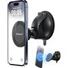 PROfezzion Porta Cellulare Doccia Magnetico, Supporto Telefono a Ventosa Riutilizzabile per Specchio, Bagno, e Cucina Compatibile con MagSafe iPhone 17 16 15 14 13 12 Pro Max e molti altri - Nero
