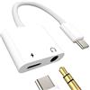 Kefiany USB C a 3.5mm Cuffie Adapter (2in1) Microfono Ricarica Sdoppiatore Tipo Da Aux Cavo Splitter Type C Dongle compatibile per Samsung per Apple iPhone 15 Caricabatteria Headphone Auto Accessori tpc-3.5