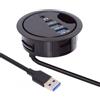 Cablecc Hub USB 3.0 a 2 porte Scheda Audio USB-C Sdoppiatore USB Passacavo da Scrivania 60mm Docking Station Cuffie Microfono Interfaccia Audio per PC Desktop da Scrivania(USB 3.0+3,5mm+Tipo-C)