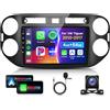 VECHTEL 4G 64G VECHTEL 9Autoradio Bluetooth per VW Tiguan 2014-2016 Carplay Android Auto,DSP EQ,1280 * 720,Wifi GPS Navi,Mirror link,RDS/FM Radio 2 din con Retrocamera AHD
