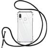 Vauki Cover con Cordino per Samsung Galaxy A20E,Custodia con Laccio Collana Tracolla Trasparente Silicone TPU+PC Bumper Back Antigraffio Proteggere Case Corda per Samsung Galaxy A20E,Nero