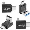QIANRENON USB3.1 Maschio a USB C Maschio 90° Angolo Adattatore 10Gbps USB3.1 a USB C Retto Angolo Connettore Spina 60W (solo A a C),per Wall Charger Phone Laptop,4Pcs (2 Sopra+2 Sotto)/Curva Positiva