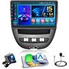 Hikity 2+64G Android 15 Autoradio Toyota Aygo/Peugeot 107 / Citroen C1 2005-2014 Radio Senza Fili Carplay Android Auto Bluetooth 10,1 Schermo Auto Radio con Telecamera GPS Navi WiFi FM RDS SWC MIC