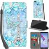 Haninsuze Cover per Honor 9 Lite Custodia Cover Pelle Libro Portafoglio con Porta Carte Magnetica Protezione Antiurto Cuoio Flip Case Custodia Cover per Honor 9 Lite, Torre