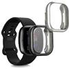 kwmobile Set 2x Custodia Smartwatch Compatibile con Fitbit Versa 4 / Sense 2 Cover - Case Silicone Protezione Orologio Fitness nero/argento