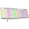 AD ADVANCE - R Type, tastiera wireless silenziosa ricaricabile, tasti ergonomici luminosi, layout AZERTY francese, lunga durata, connessione 2.4 Ghz, compatibile con Windows, Mac, PC, bianco