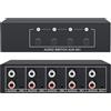 PORFOYO Interruttore audio, interruttore audio AUX, RCA L/R Audio Switch 4 (1)-In-1(4)-Out, interruttore audio RCA, 3,5 mm splitter audio per cuffie, fono, altoparlanti