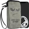 kwmobile Custodia Cellulare in Morbida Pelle Sintetica con Zip per Smartphone - Portacellulare con Cerniera - Borsa Don't touch my phone grigio