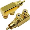 zdyCGTime adattatore sdoppiatore RCA, 90 gradi ad angolo retto da RCA maschio a 2 RCA femmina, connettori placcati in oro M/F (2 pezzi)