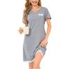 Wikoan Camicia da Notte da Donna con Scollo a V Abito Lungo Morbido Abbigliamento da Notte Estivo,Bordeaux,M