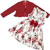 Vicloon Vestito per Bambine con Set di Cardigan, Vestito Floreale Senza Maniche, Manica Lunga Cappotto Volant, Abiti per Ragazze 5 Anni, Blu