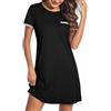 Bresdk Camicia da Notte Donna con Pizzo Manica Corta Sleepwear Estivo Morbido per Dormire e Casa, Rosa, S
